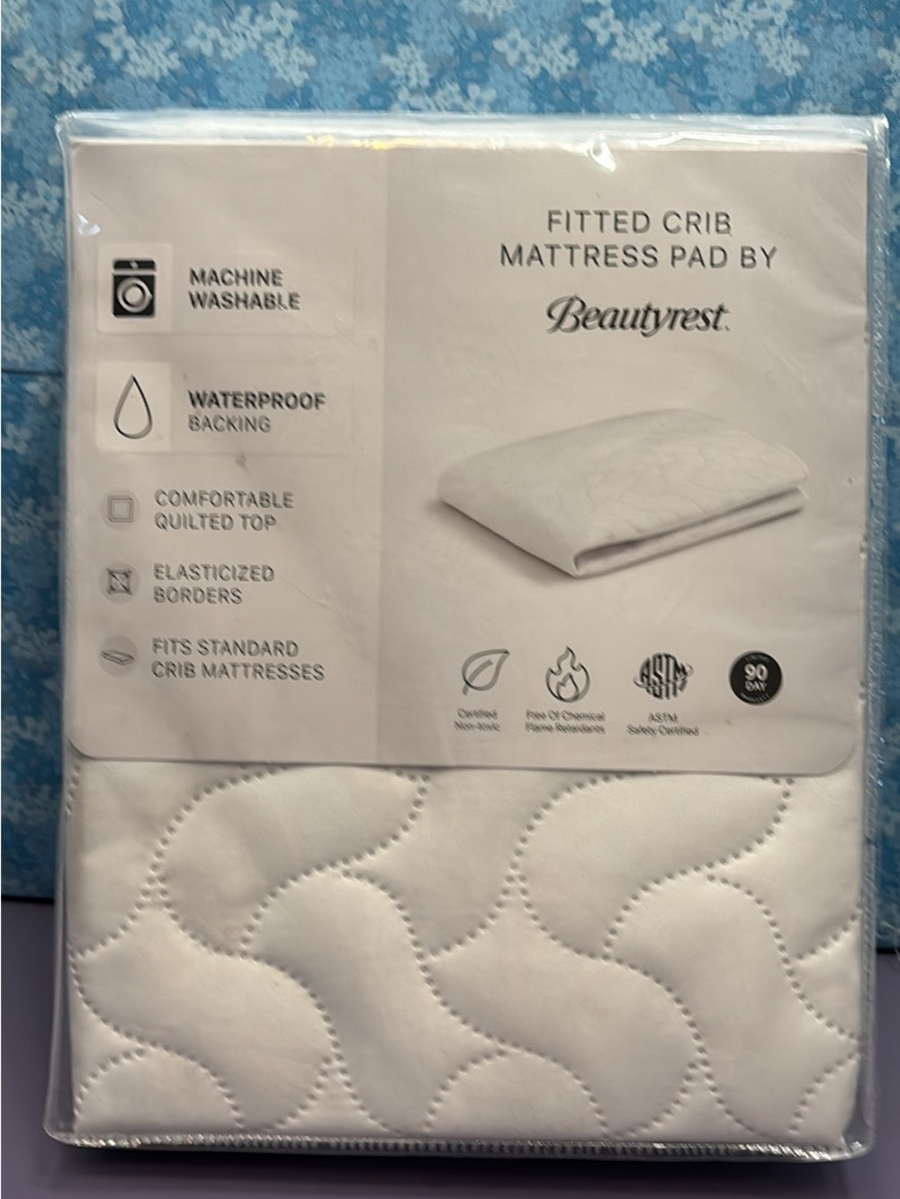 White Fitted Crib Mattress Pad - Waterproof Quilted Top